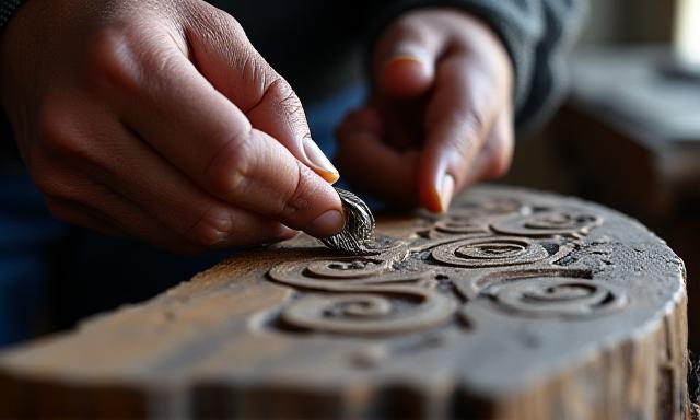 Artisan hands working on traditional woodcraft in Kyoto